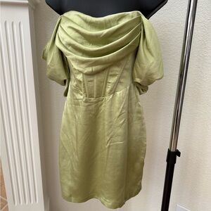 Alice Elle Elegant Green Off-Shoulder Dress